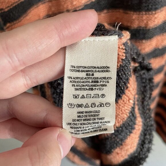 Free People XS Peach Gray Oversized Counting Stripes Swing Tunic Sweater Dress - Picture 10 of 11